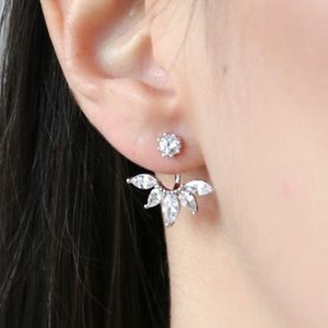 Marquise Crystal Jacket Earrings cubic zirconia wedding jewelry faux diamond